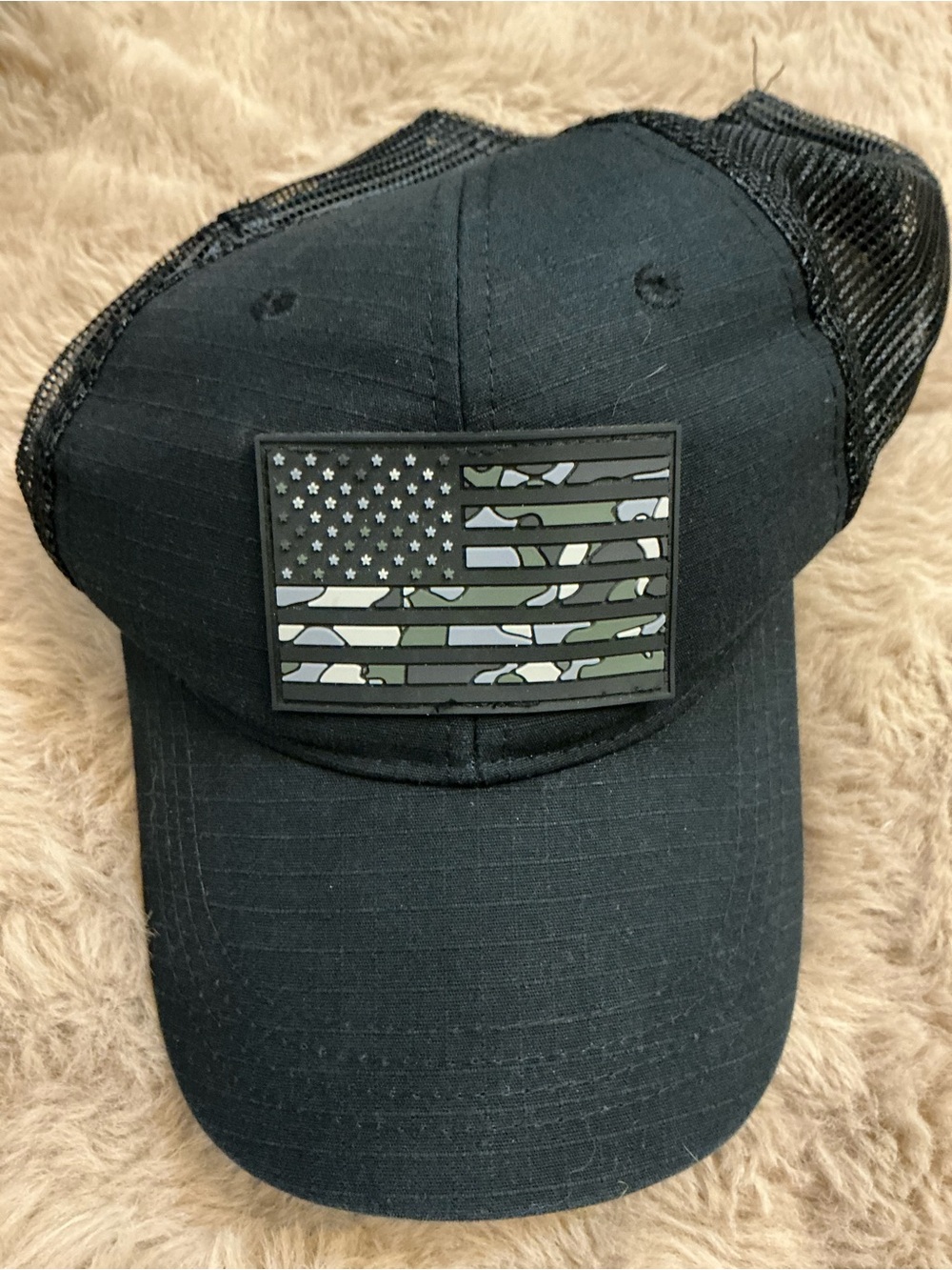 Highland Tactical Black American Flag Mesh Trucker Hat Snapback Cap OSFM